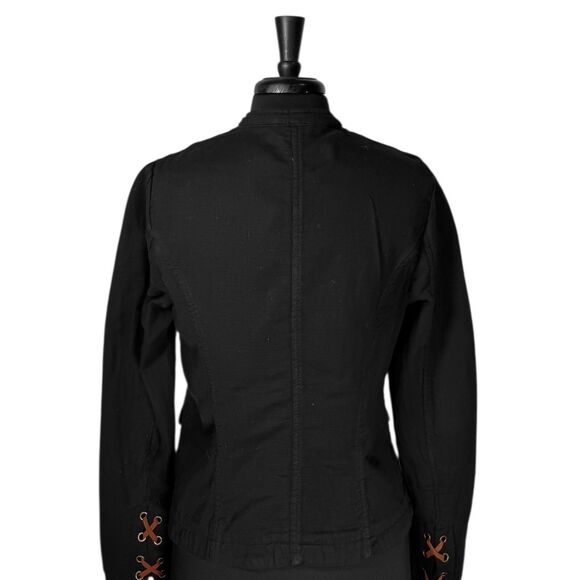 Free People Women's Blazer Black Double Breasted Gold Button Military Jacket M - Picture 7 of 9